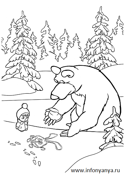 Раскраски из мультфильма «Маша и Медведь». Раскраска_70