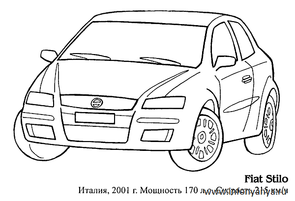 Раскраски на тему: легковые автомобили. Раскраска_18