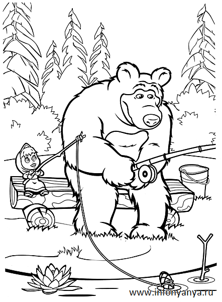 Раскраски из мультфильма «Маша и Медведь». Раскраска_95
